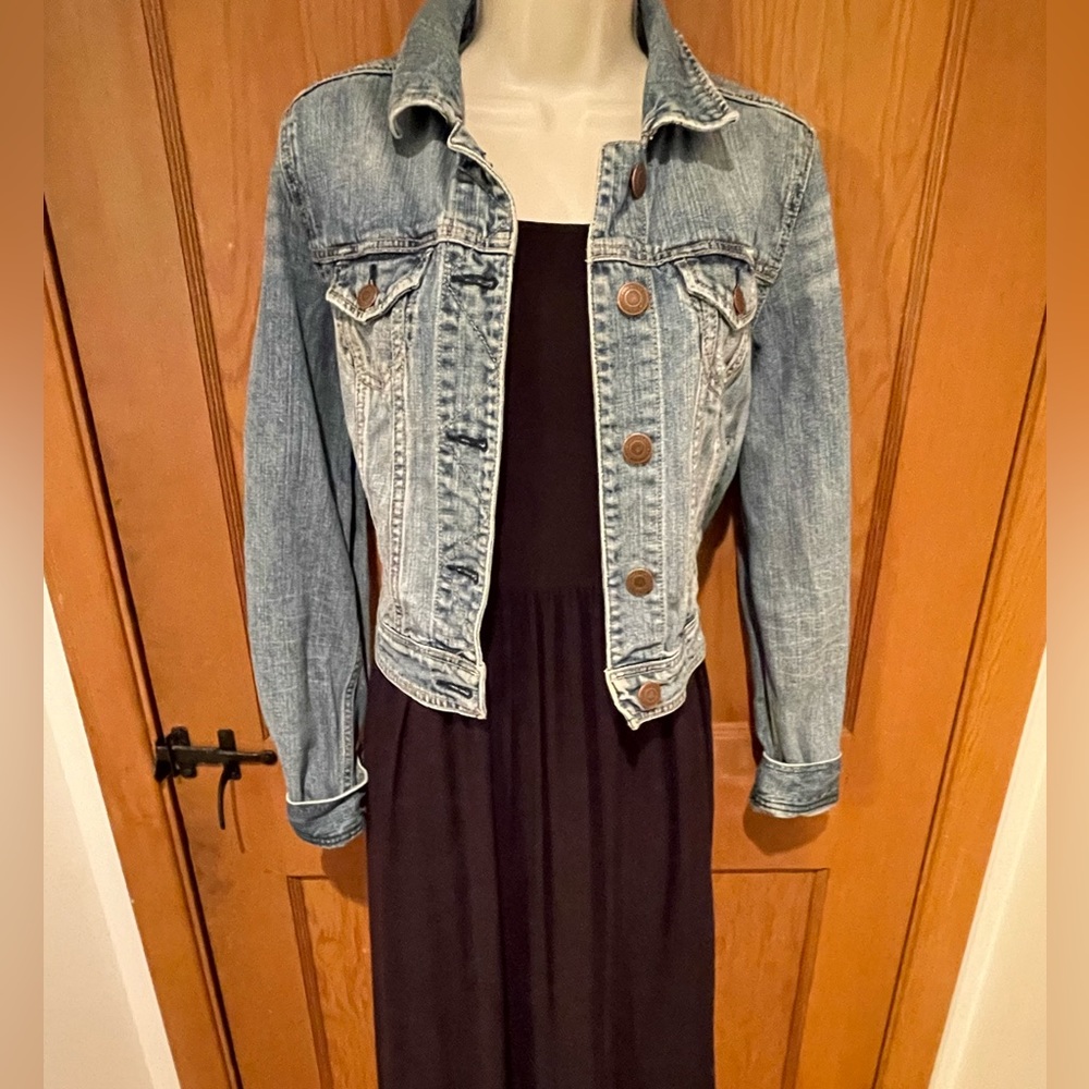 Light Blue Jean Jacket by American Eagle Denim Jacket (m)